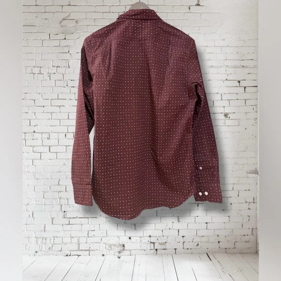 Banana Republic - Men's Burgundy Polka Dot dress Shirt - Picture 2 of 2